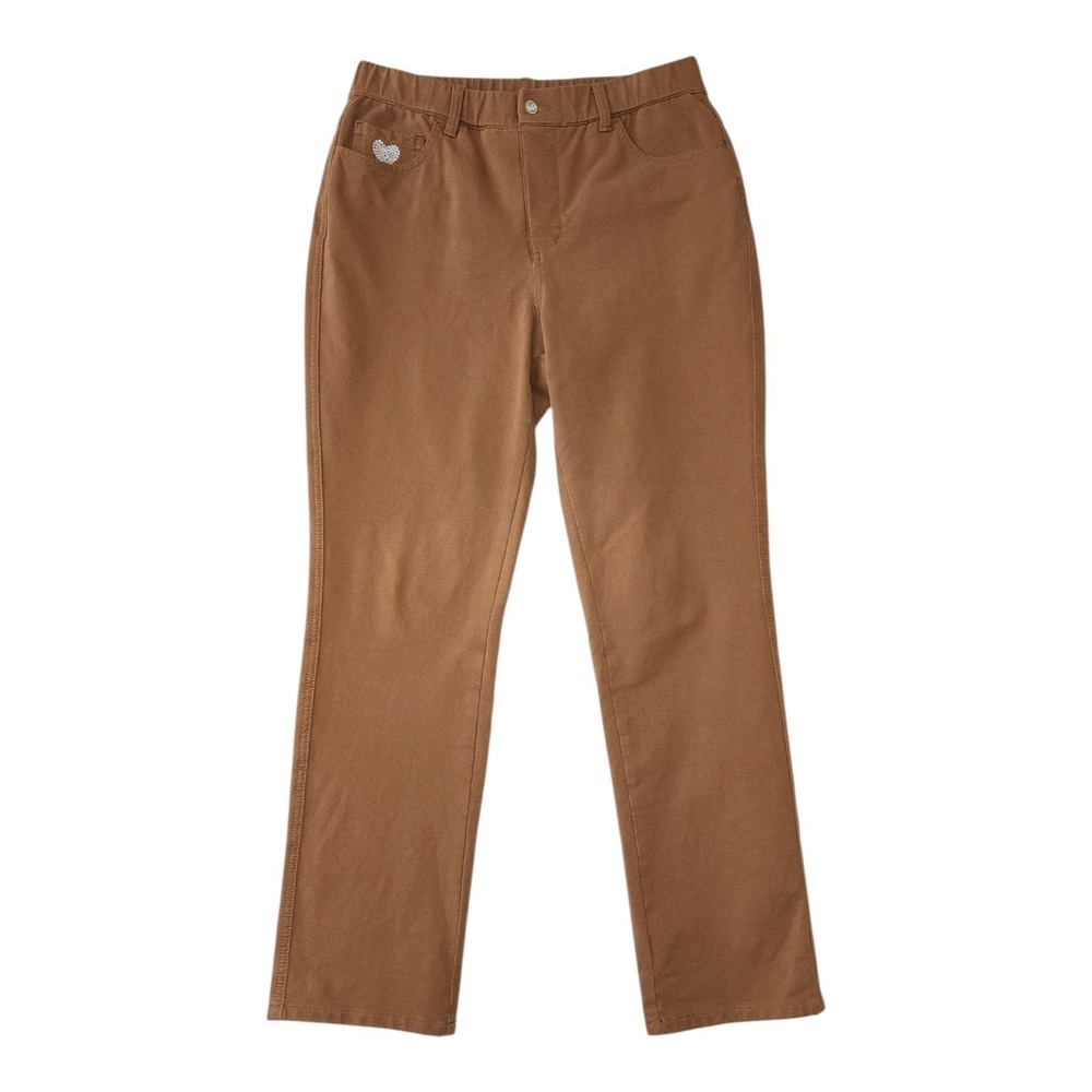 Dream Jeannes Quacker Factory Pants Womens S Small Brown Neutral Jeweled Jegging